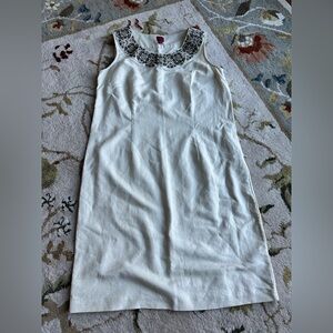 212 Collection White Dress with Black Lace Accent Size 10